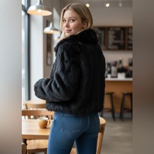 Brand NEW w/o tags Adrienne Landau Genuine Fur Jacket - Lustrous Black - L